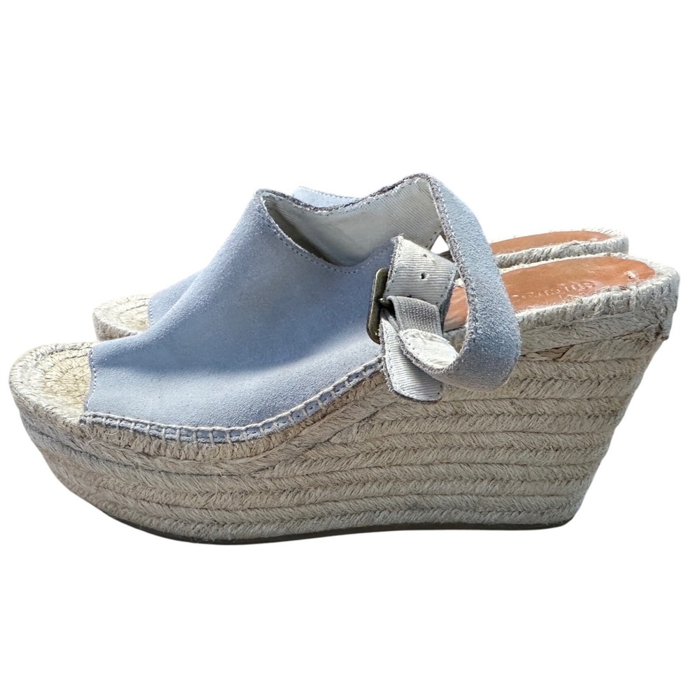 SOLUDOS Women's Suede Wedge Espadrilles Size 9.5 Gray‎ Chunky